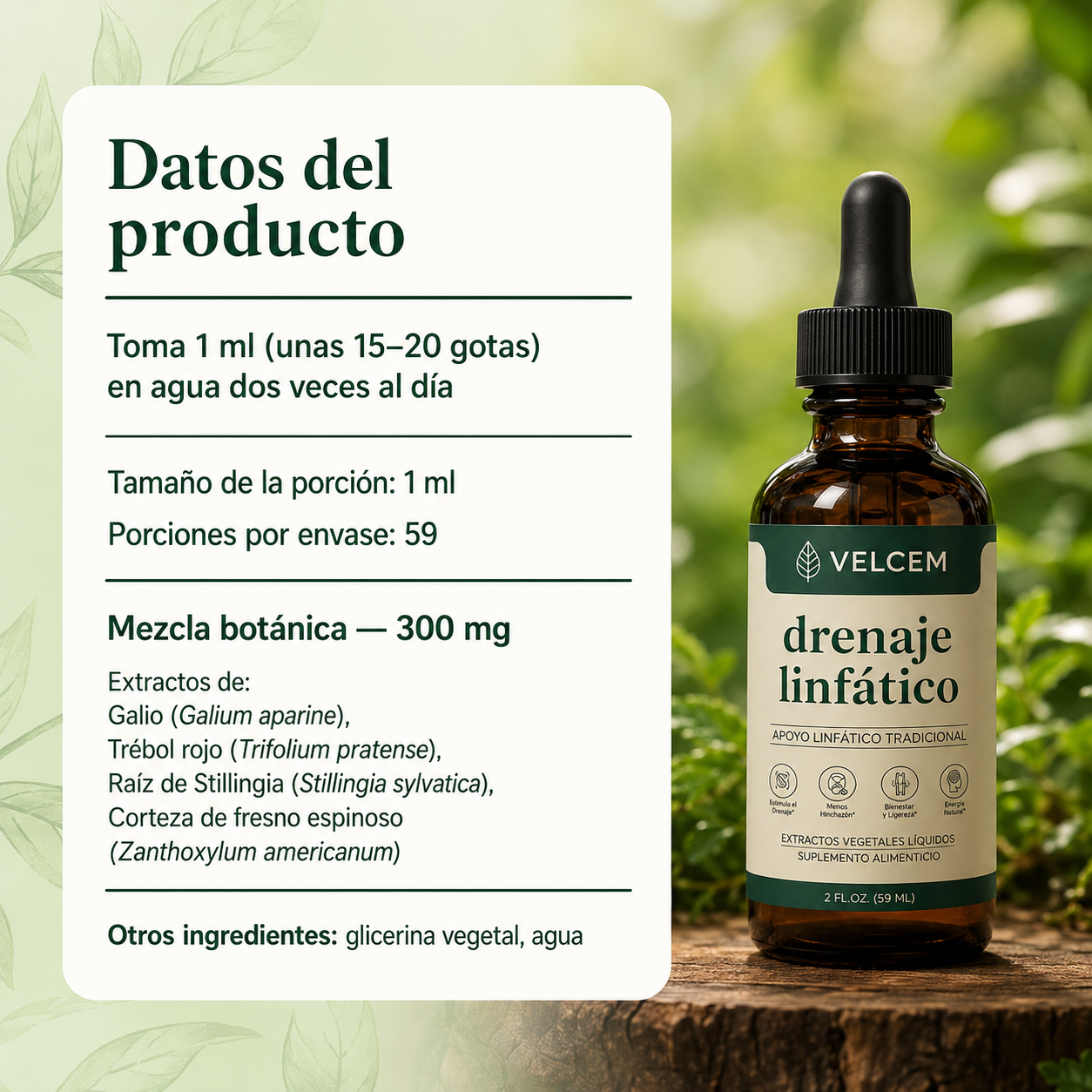 Drenaje Linfático Natural en Gotas | Menos Hinchazón | Velcem