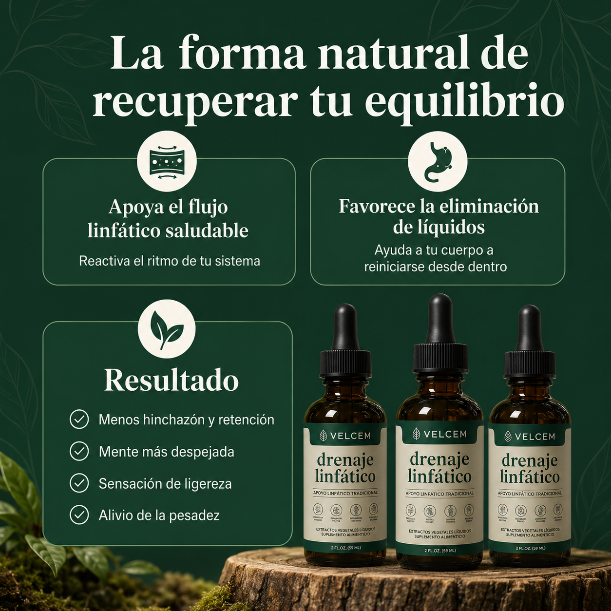 Drenaje Linfático Natural en Gotas | Menos Hinchazón | Velcem