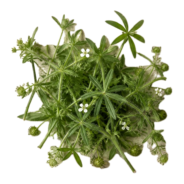 Ramas de galio con sus flores blancas pequeñas